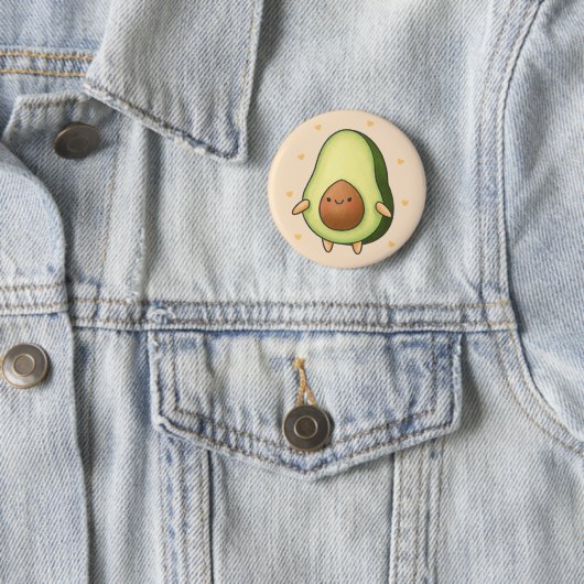 Cute Kawaii Avocado Ronde Button 5,7 Cm (In situ)