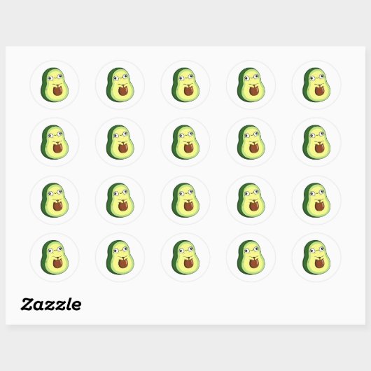 Cute Kawaii Avocado Ronde Sticker (Vel)