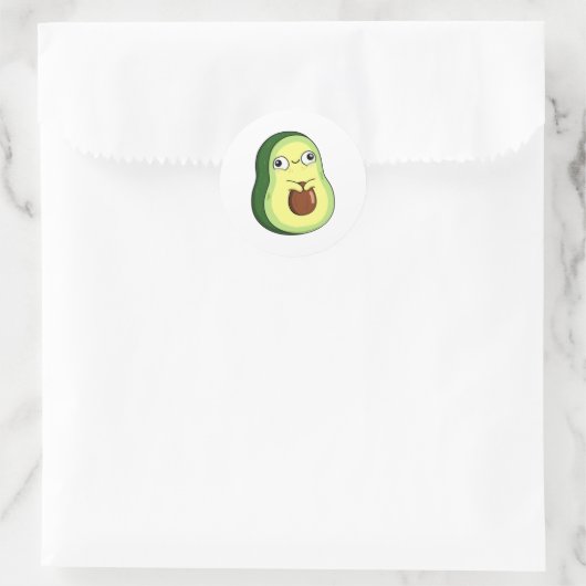 Cute Kawaii Avocado Ronde Sticker (Tas)