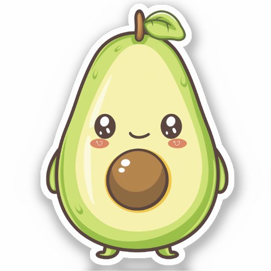 Cute Kawaii Avocado Sticker (Voorkant)
