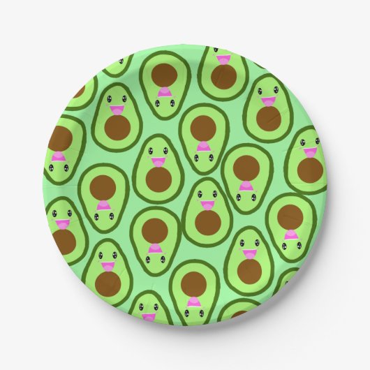 Cute Kawaii Avocado Vegan Papieren Bordje (Voorkant)