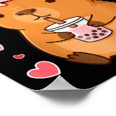 Cute Kawaii Axolotl Capybara Bubble Tea Boys Girls Poster (Hoek)