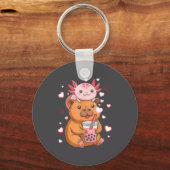Cute Kawaii Axolotl Capybara Bubble Tea Boys Girls Sleutelhanger (Voorkant)