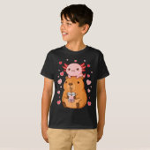 Cute Kawaii Axolotl Capybara Bubble Tea Boys Girls T-shirt (Voorkant volledig)