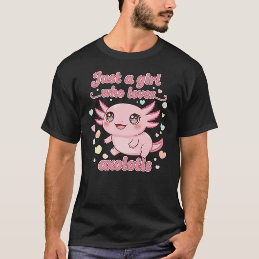 Cute Kawaii Axolotl Girl Design T-shirt (Voorkant)