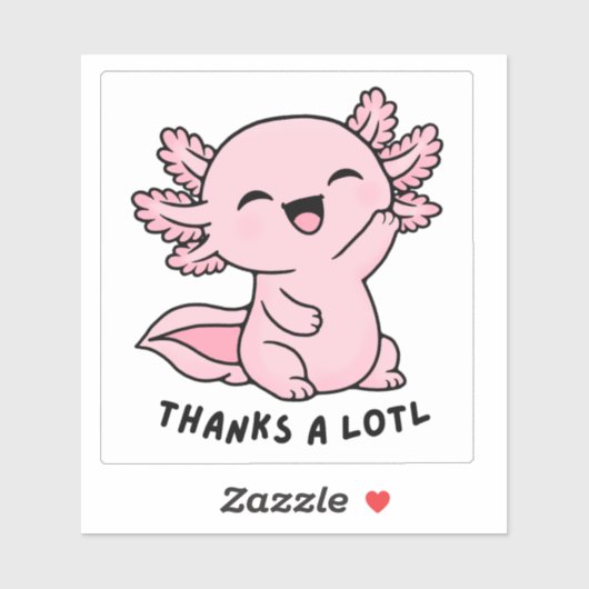 Cute Kawaii Axolotl Hartelijk Dank A Lotl Grappige Sticker (Vel)