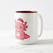 Cute Kawaii Axolotl Kerst Rood Tweekleur Mok (Voorkant rechts)