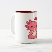 Cute Kawaii Axolotl Kerst Rood Tweekleur Mok (Voorkant links)
