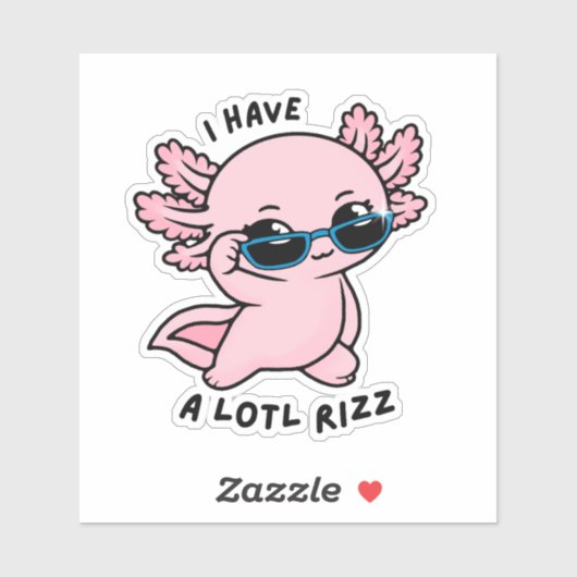 Cute Kawaii Axolotl Lotl Rizz Funny Pun Sticker (Vel)