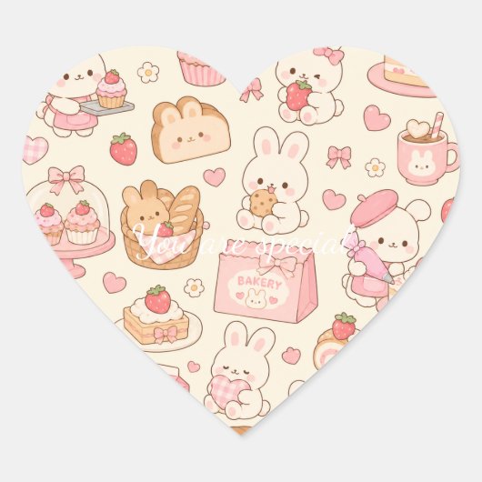 Cute Kawaii Axolotl Pattern | Pastel Ocean Hart Sticker (Voorkant)