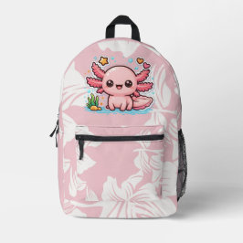 Cute Kawaii Axolotl Pink Aesthetic School Backpack Bedrukte Rugzak