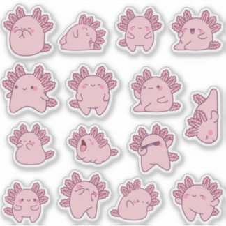 Cute kawaii axolotl stickerpakket sticker