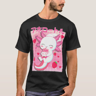 Cute Kawaii Axolotl Strawberry Milk Japanse Anime T-shirt
