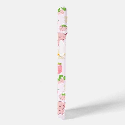 Cute Kawaii Axolotl & Strawberry Seamless Pattern Case-Mate iPhone Case (Achterkant / Rechts)