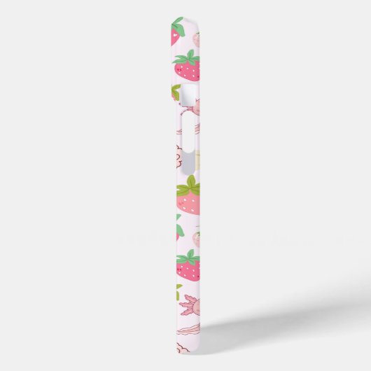 Cute Kawaii Axolotl & Strawberry Seamless Pattern Case-Mate iPhone Case (Achterkant / Links)
