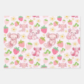 Cute Kawaii Axolotl & Strawberry Seamless Pattern Inpakpapier Vel (Voorkant)