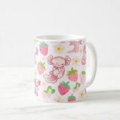 Cute Kawaii Axolotl & Strawberry Seamless Pattern Koffiemok (Voorkant rechts)