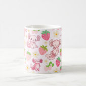 Cute Kawaii Axolotl & Strawberry Seamless Pattern Koffiemok (Center)