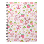 Cute Kawaii Axolotl & Strawberry Seamless Pattern Notitieboek (Voorkant)