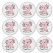 Cute Kawaii Axolotl Thank You Sticker Sheet (Voorkant)