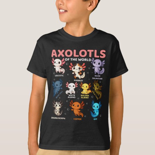 Cute Kawaii Axolotls Of The World Funny Axolotl Ty T-shirt (Voorkant)
