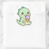 Cute Kawaii Baby Dinosaur Eating Ice Cream Sticker (Tas)