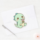 Cute Kawaii Baby Dinosaur with Flower Sticker (Envelop)