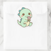 Cute Kawaii Baby Dinosaur with Flower Sticker (Tas)