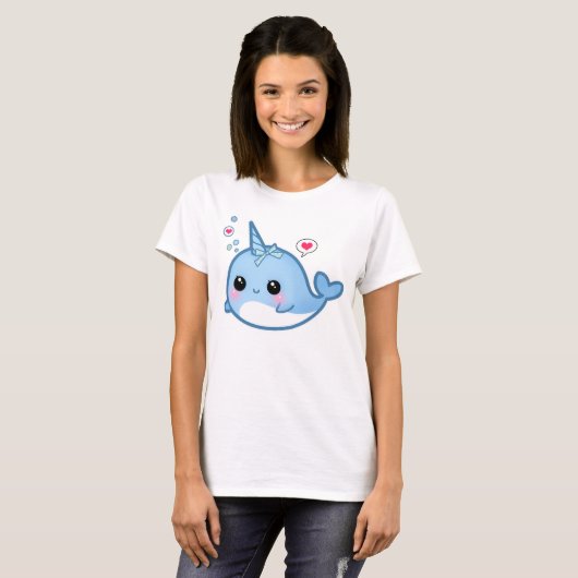 Cute kawaii baby narwhal t-shirt (Voorkant volledig)