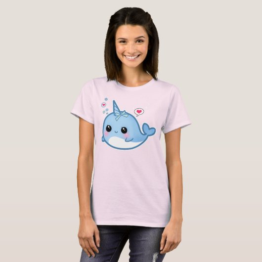 Cute kawaii baby narwhal t-shirt (Voorkant volledig)