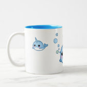 Cute kawaii baby narwhal tweekleurige koffiemok (Links)