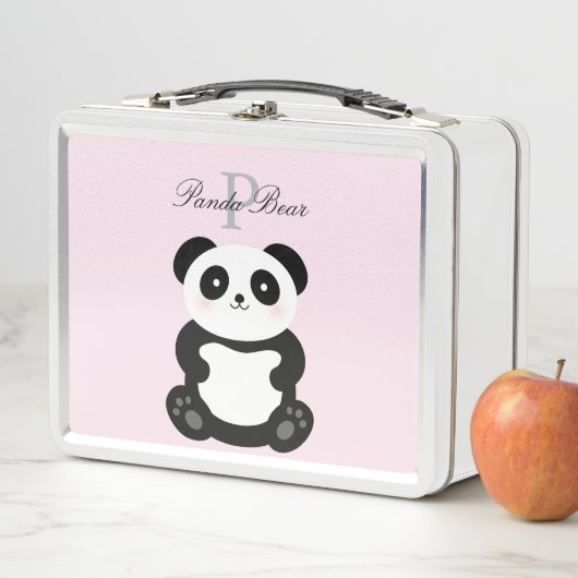 Cute Kawaii Baby Panda Beer Whimsical Monogram (In situ)