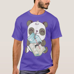 Cute Kawaii Baby Panda Drink het Beer van Melk Pan T-shirt