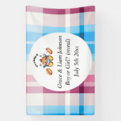 Cute Kawaii Baby-Q Gender Reveal Party Spandoek (Verticaal)