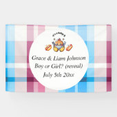 Cute Kawaii Baby-Q Gender Reveal Party Spandoek (Horizontaal)