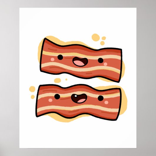 Cute Kawaii Bacon Strips Poster (Voorkant)