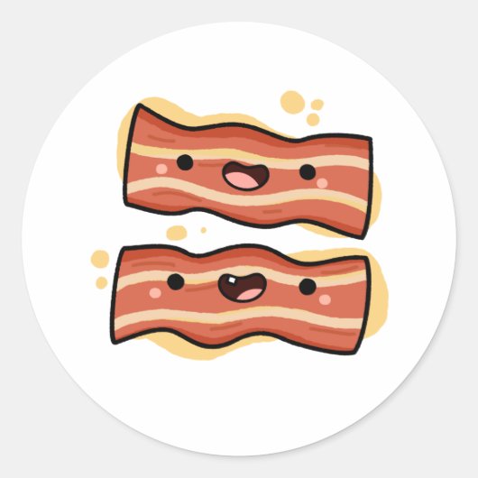 Cute Kawaii Bacon Strips Ronde Sticker (Voorkant)