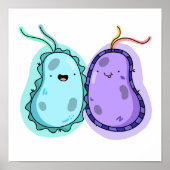 Cute Kawaii Bacteria Poster (Voorkant)