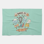 Cute Kawaii Bakteam | Bak Het! Leuk Bakker Geschen Theedoek (Horizontaal)