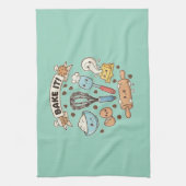 Cute Kawaii Bakteam | Bak Het! Leuk Bakker Geschen Theedoek (Verticaal)