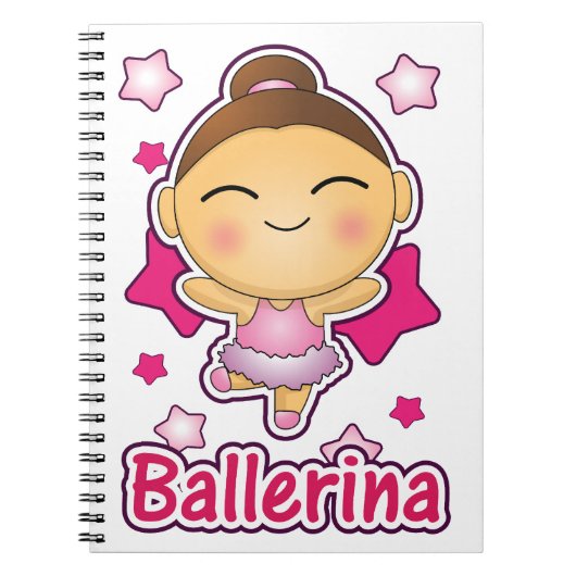 Cute Kawaii Ballerina die ballet maakt Notitieboek (Voorkant)