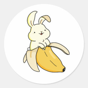 Cute Kawaii Banana Bunny Ronde Sticker