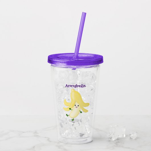 Cute kawaii banana cartoon acryl drinkbeker (Achterkant ijs)