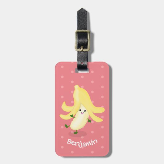Cute kawaii banana cartoon bagagelabel (Voorkant verticaal)
