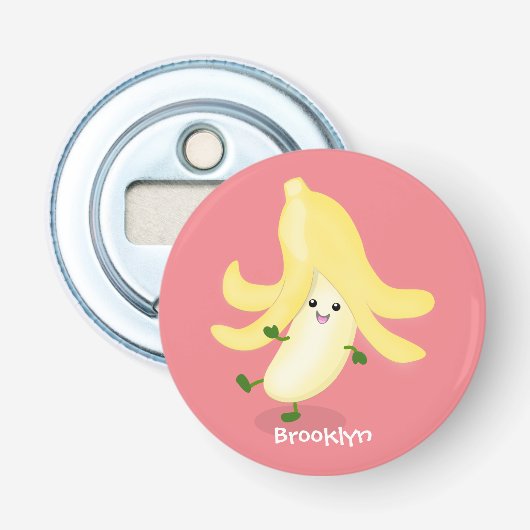 Cute kawaii banana cartoon button flesopener (Voorkant)