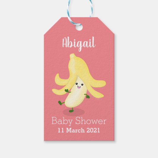 Cute kawaii banana cartoon cadeaulabel (Voorkant)