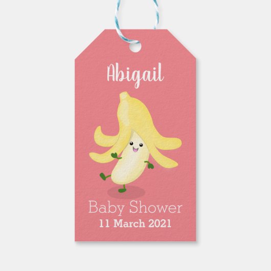 Cute kawaii banana cartoon cadeaulabel (Achterkant)