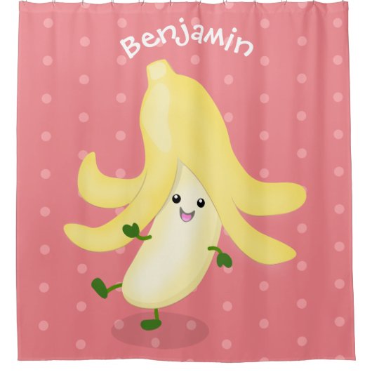 Cute kawaii banana cartoon douchegordijn (Voorkant)