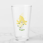 Cute kawaii banana cartoon glas (Achterkant)