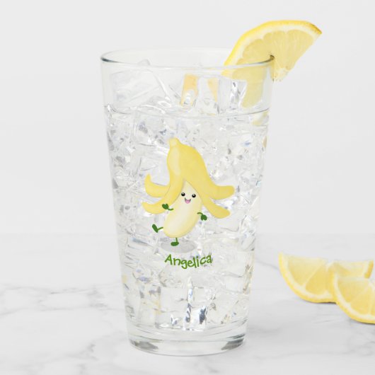 Cute kawaii banana cartoon glas (Achterkant ijs)